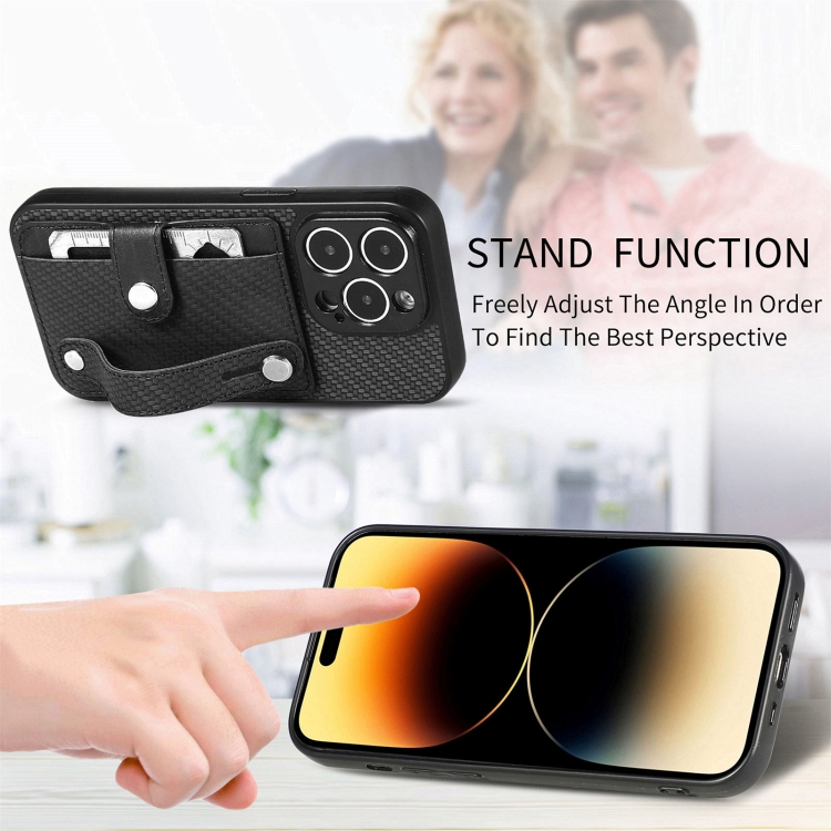 For iPhone 14 Pro Max Wristband Kickstand Card Wallet Back Cover Phone Case with Tool Knife(Black) For iPhone 14 Pro Max Wristband Kickstand Card Wallet Back Cover Phone Case with Tool Knife(Black)