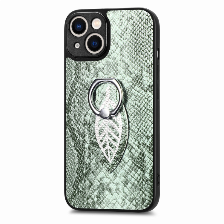 For iPhone 13 Pro Snakeskin Leather Back Cover Ring Phone Case(Green) For iPhone 13 Pro Snakeskin Leather Back Cover Ring Phone Case(Green)