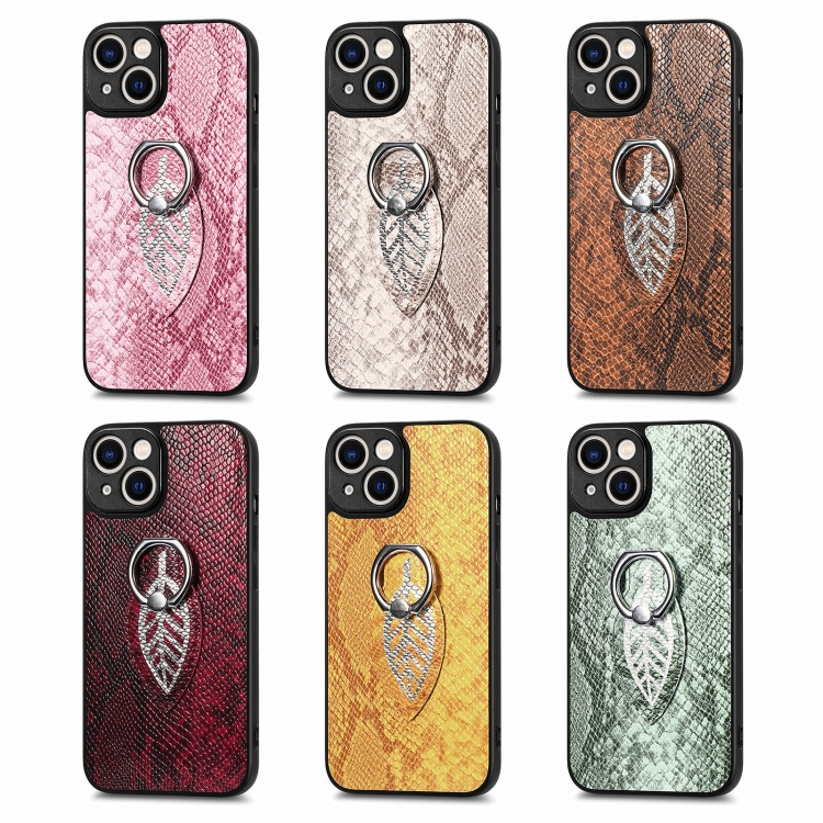 For iPhone 13 Pro Snakeskin Leather Back Cover Ring Phone Case(Green) For iPhone 13 Pro Snakeskin Leather Back Cover Ring Phone Case(Green)