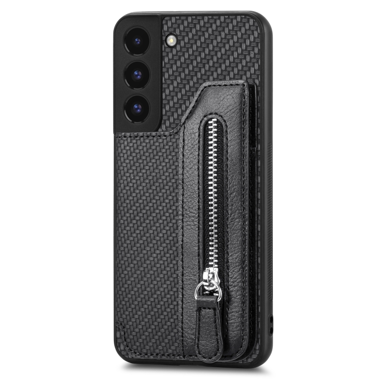 For Samsung Galaxy S22+ 5G Carbon Fiber Horizontal Flip Zipper Wallet Phone Case(Black) For Samsung Galaxy S22+ 5G Carbon Fiber Horizontal Flip Zipper Wallet Phone Case(Black)