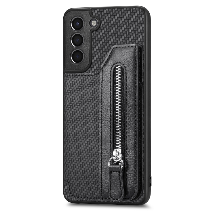 For Samsung Galaxy S21+ 5G Carbon Fiber Horizontal Flip Zipper Wallet Phone Case(Black) For Samsung Galaxy S21+ 5G Carbon Fiber Horizontal Flip Zipper Wallet Phone Case(Black)