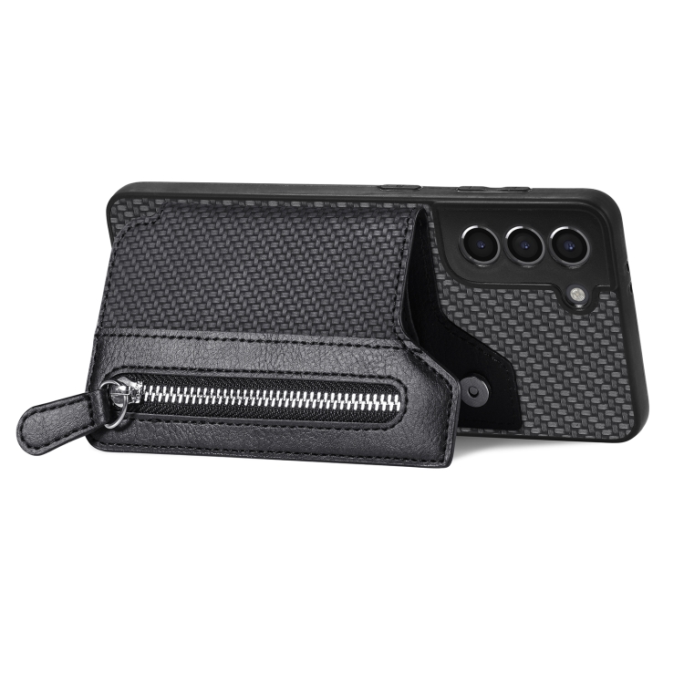 For Samsung Galaxy S21+ 5G Carbon Fiber Horizontal Flip Zipper Wallet Phone Case(Black) For Samsung Galaxy S21+ 5G Carbon Fiber Horizontal Flip Zipper Wallet Phone Case(Black)