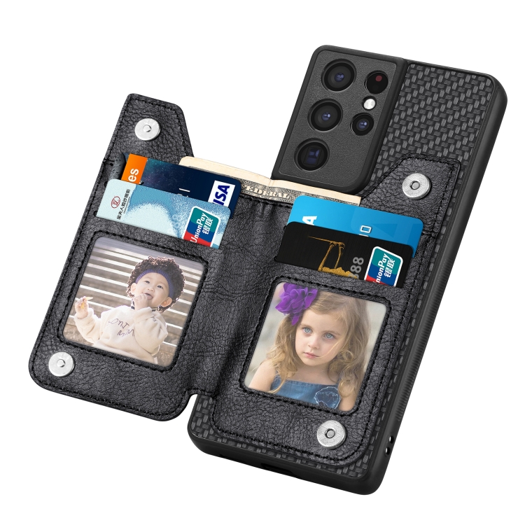 For Samsung Galaxy S21 Ultra 5G Carbon Fiber Horizontal Flip Zipper Wallet Phone Case(Black) For Samsung Galaxy S21 Ultra 5G Carbon Fiber Horizontal Flip Zipper Wallet Phone Case(Black)