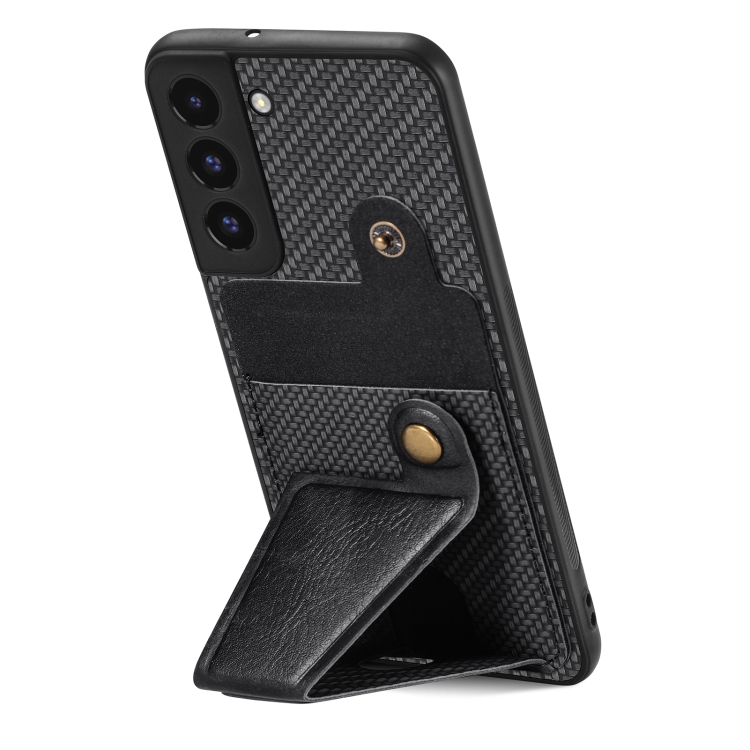 For Samsung Galaxy S22 5G Carbon Fiber Wallet Flip Card K-shaped Holder Phone Case(Black) For Samsung Galaxy S22 5G Carbon Fiber Wallet Flip Card K-shaped Holder Phone Case(Black)
