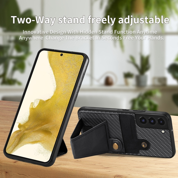 For Samsung Galaxy S22 5G Carbon Fiber Wallet Flip Card K-shaped Holder Phone Case(Black) For Samsung Galaxy S22 5G Carbon Fiber Wallet Flip Card K-shaped Holder Phone Case(Black)