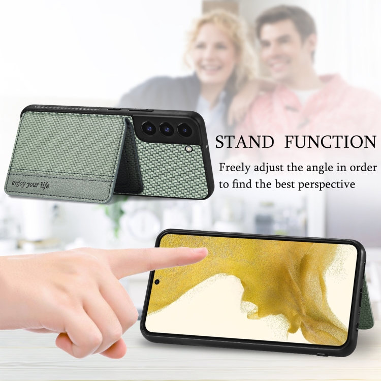 For Samsung Galaxy S22 5G Carbon Fiber Magnetic Card Wallet Bag Phone Case(Black) For Samsung Galaxy S22 5G Carbon Fiber Magnetic Card Wallet Bag Phone Case(Black)