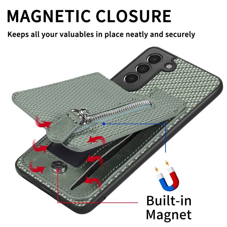 For Samsung Galaxy S21+ 5G Carbon Fiber Vertical Flip Zipper Wallet Phone Case(Black) For Samsung Galaxy S21+ 5G Carbon Fiber Vertical Flip Zipper Wallet Phone Case(Black)