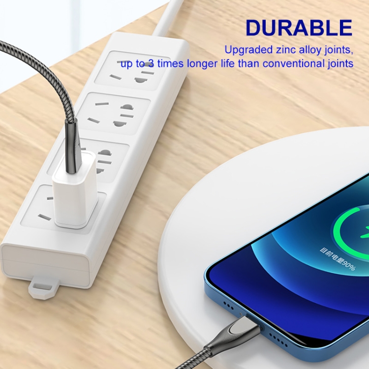 ENKAY ENK-CB131 USB to 8 Pin Carbon Steel Hose Spring 2.4A Fast Charging Data Cable, Length:2m(Black) ENKAY ENK-CB131 USB to 8 Pin Carbon Steel Hose Spring 2.4A Fast Charging Data Cable, Length:2m(Black)