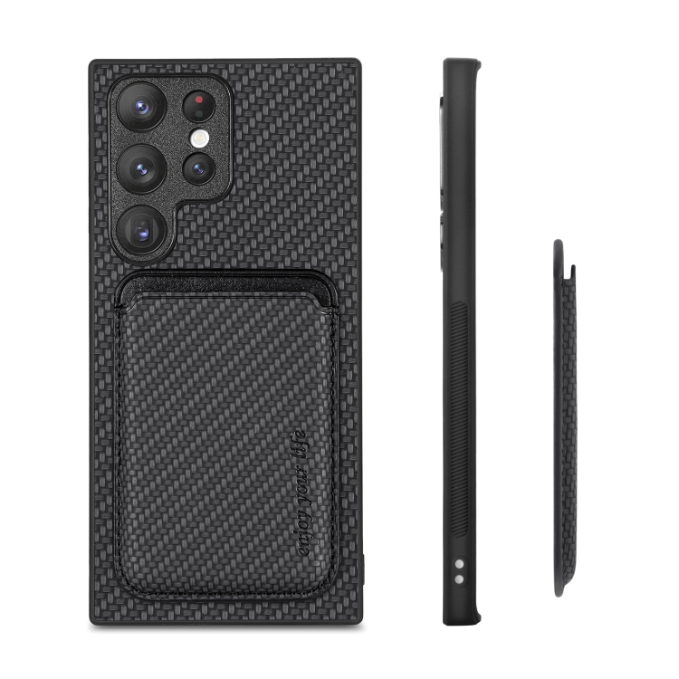 For Samsung Galaxy S22 5G Carbon Fiber Leather Card Magsafe Magnetic Phone Case(Black) For Samsung Galaxy S22 5G Carbon Fiber Leather Card Magsafe Magnetic Phone Case(Black)