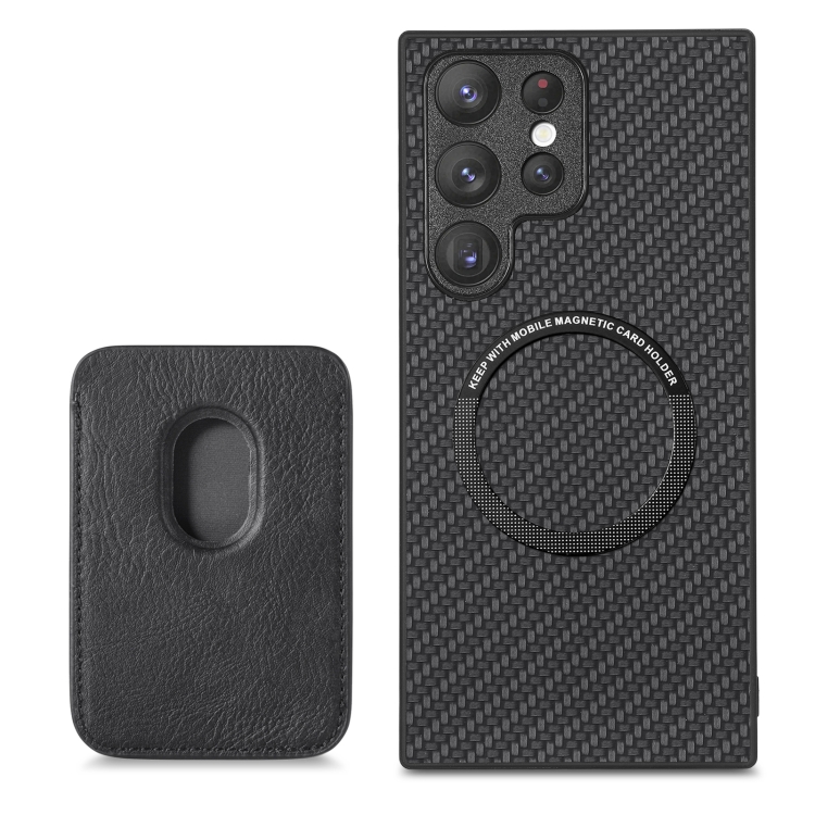 For Samsung Galaxy S22+ 5G Carbon Fiber Leather Card Magsafe Magnetic Phone Case(Black) For Samsung Galaxy S22+ 5G Carbon Fiber Leather Card Magsafe Magnetic Phone Case(Black)