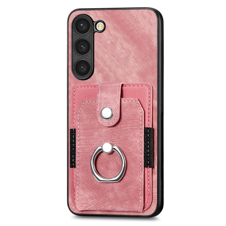 For Samsung Galaxy S23 5G Retro Skin-feel Ring Card Wallet Phone Case(Pink) For Samsung Galaxy S23 5G Retro Skin-feel Ring Card Wallet Phone Case(Pink)