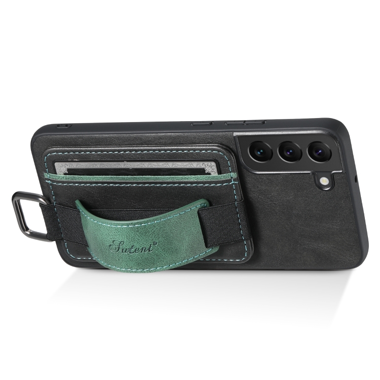 For Samsung Galaxy S22+ 5G Suteni H13 Card Wallet Wrist Strap Holder PU Phone Case(Black) For Samsung Galaxy S22+ 5G Suteni H13 Card Wallet Wrist Strap Holder PU Phone Case(Black)