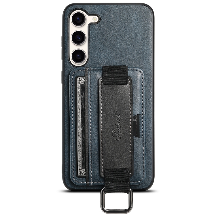 For Samsung Galaxy S23+ 5G Suteni H13 Card Wallet Wrist Strap Holder PU Phone Case(Blue) For Samsung Galaxy S23+ 5G Suteni H13 Card Wallet Wrist Strap Holder PU Phone Case(Blue)