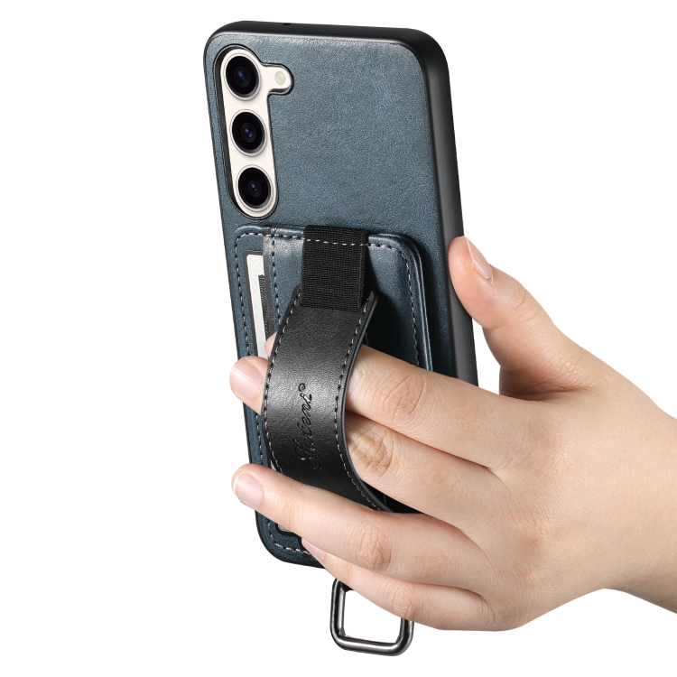 For Samsung Galaxy S23+ 5G Suteni H13 Card Wallet Wrist Strap Holder PU Phone Case(Blue) For Samsung Galaxy S23+ 5G Suteni H13 Card Wallet Wrist Strap Holder PU Phone Case(Blue)