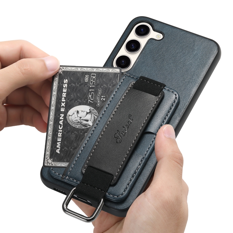 For Samsung Galaxy S23+ 5G Suteni H13 Card Wallet Wrist Strap Holder PU Phone Case(Blue) For Samsung Galaxy S23+ 5G Suteni H13 Card Wallet Wrist Strap Holder PU Phone Case(Blue)