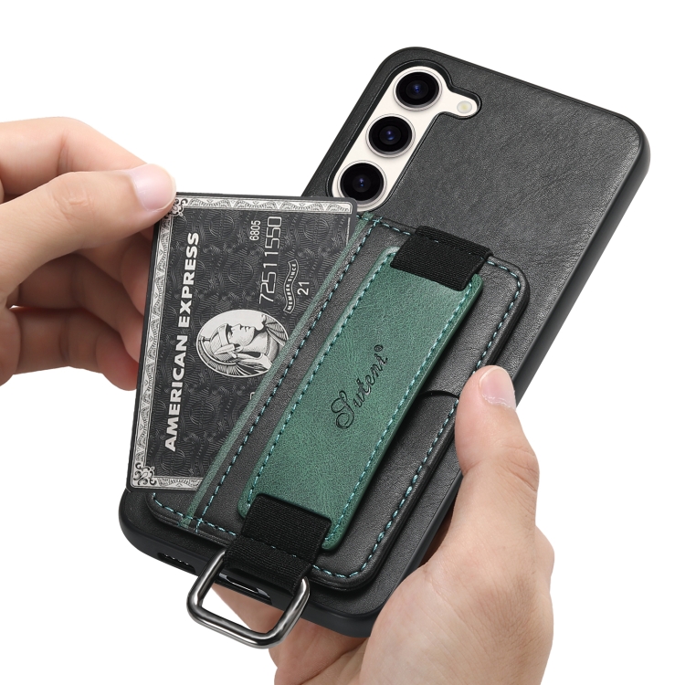 For Samsung Galaxy S23 FE 5G Suteni H13 Card Wallet Wrist Strap Holder PU Phone Case(Black) For Samsung Galaxy S23 FE 5G Suteni H13 Card Wallet Wrist Strap Holder PU Phone Case(Black)