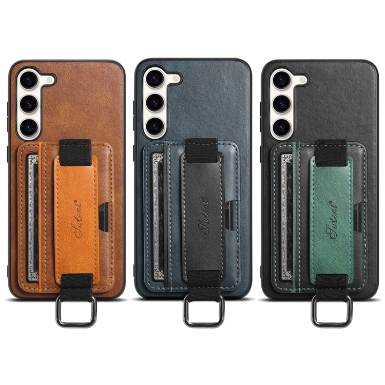 For Samsung Galaxy S23 FE 5G Suteni H13 Card Wallet Wrist Strap Holder PU Phone Case(Black) For Samsung Galaxy S23 FE 5G Suteni H13 Card Wallet Wrist Strap Holder PU Phone Case(Black)