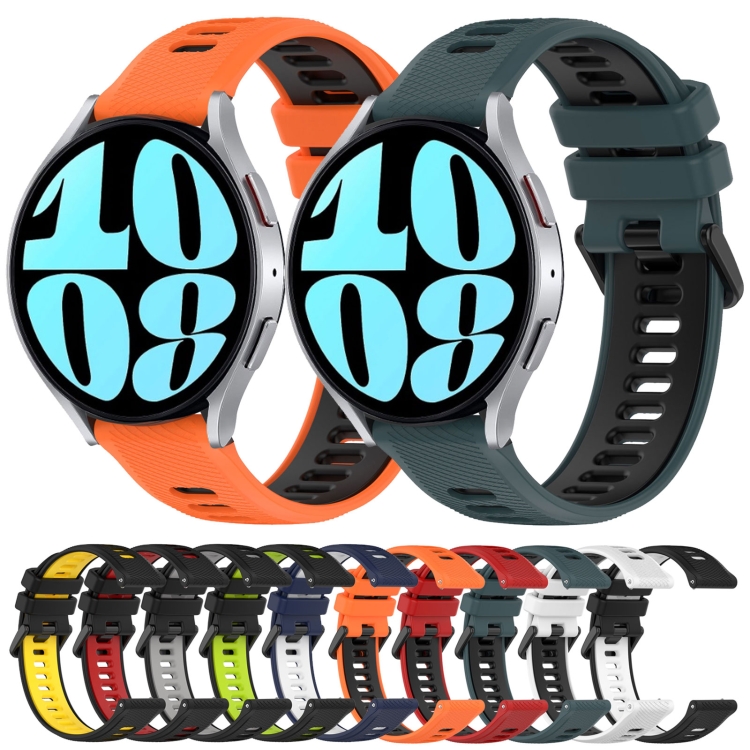 SUNSKY - Per Samsung Galaxy Watch 6 Classic 43mm 20mm cinturino in silicone  bicolore (nero + verde)