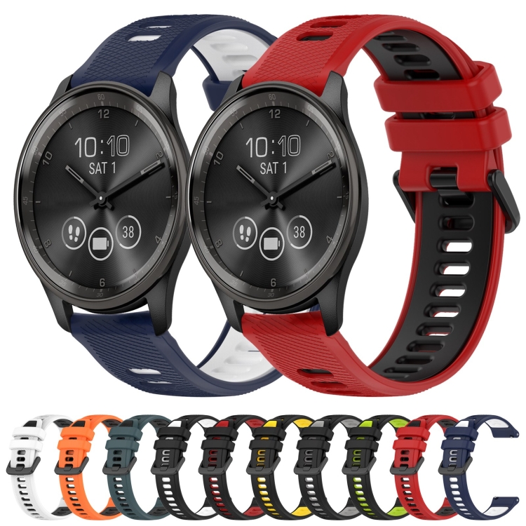For Garmin Forerunner 245 20mm Sports Two-Color Silicone Watch