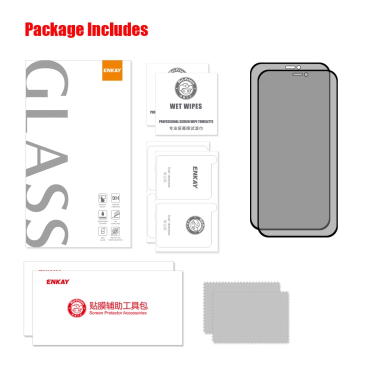 For iPhone 12 / 12 Pro 2pcs ENKAY Hat-Prince 25 Degree Privacy 8K UHD AGC Tempered Glass Film