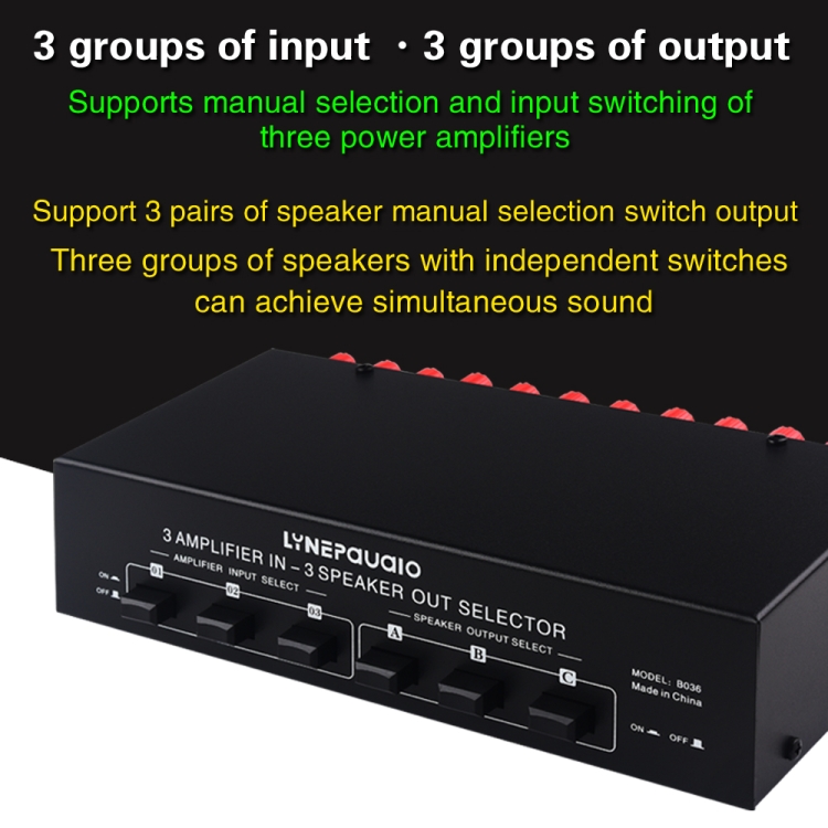 B036 3 Input 3 Output Power Amplifier And Speaker Switcher Speaker ...