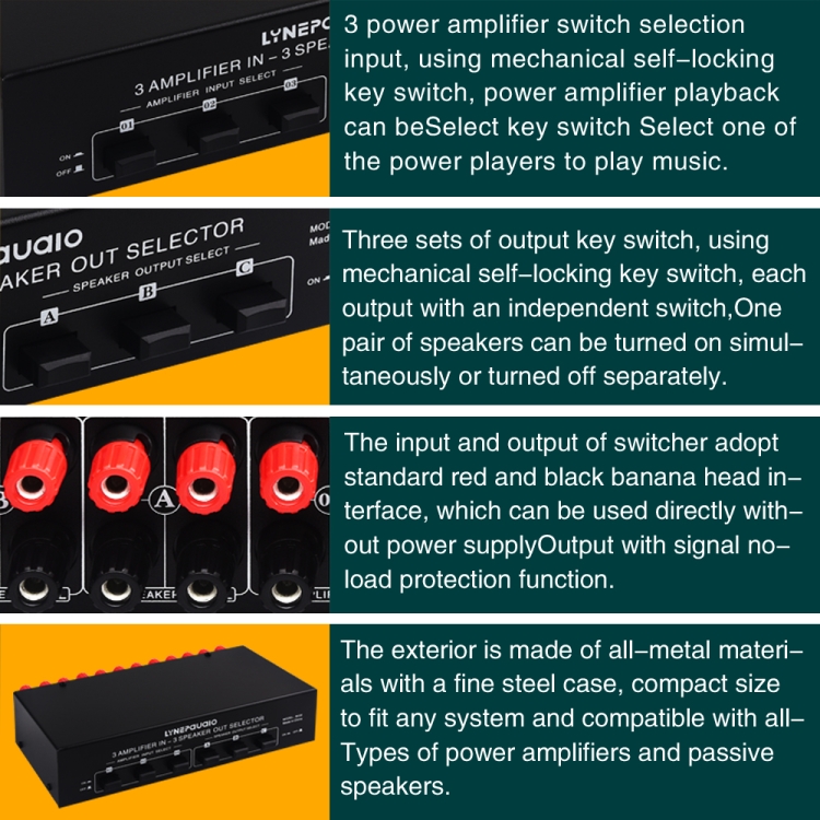 B036 3 Input 3 Output Power Amplifier And Speaker Switcher Speaker ...