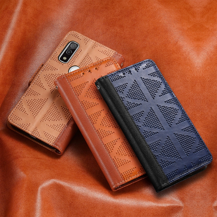For ZTE Libero 5G III Grid Leather Flip Phone Case(Blue)