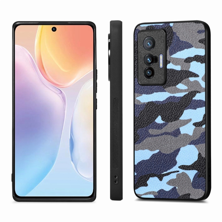 Para Xiaomi 13 Pro Funda trasera de cuero de camuflaje para teléfono (Azul)