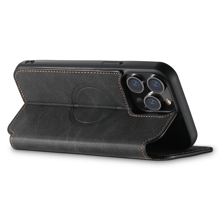 For iPhone 12/12 Pro Suteni J06 Retro Matte Litchi Texture Leather Magnetic Magsafe Phone Case(Black) For iPhone 12/12 Pro Suteni J06 Retro Matte Litchi Texture Leather Magnetic Magsafe Phone Case(Black)