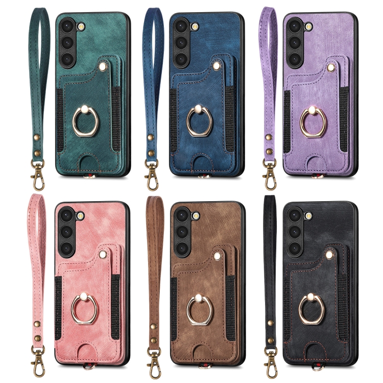 For Samsung Galaxy S23+ 5G Retro Skin-feel Ring Multi-card Wallet Phone Case(Pink) For Samsung Galaxy S23+ 5G Retro Skin-feel Ring Multi-card Wallet Phone Case(Pink)