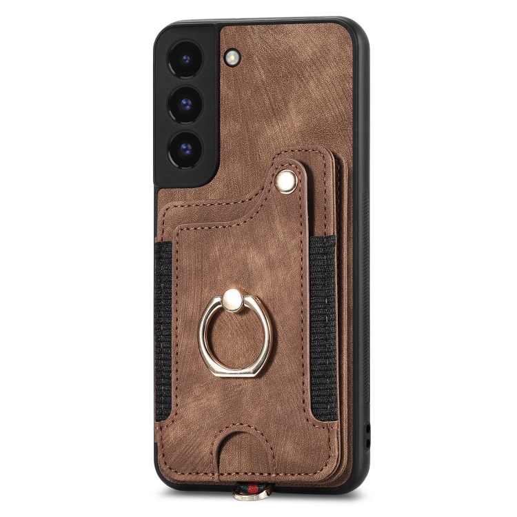 For Samsung Galaxy S22 5G Retro Skin-feel Ring Multi-card Wallet Phone Case(Brown) For Samsung Galaxy S22 5G Retro Skin-feel Ring Multi-card Wallet Phone Case(Brown)