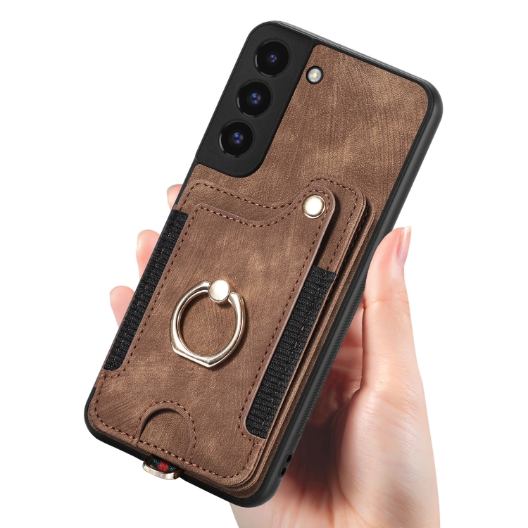 For Samsung Galaxy S22 5G Retro Skin-feel Ring Multi-card Wallet Phone Case(Brown) For Samsung Galaxy S22 5G Retro Skin-feel Ring Multi-card Wallet Phone Case(Brown)