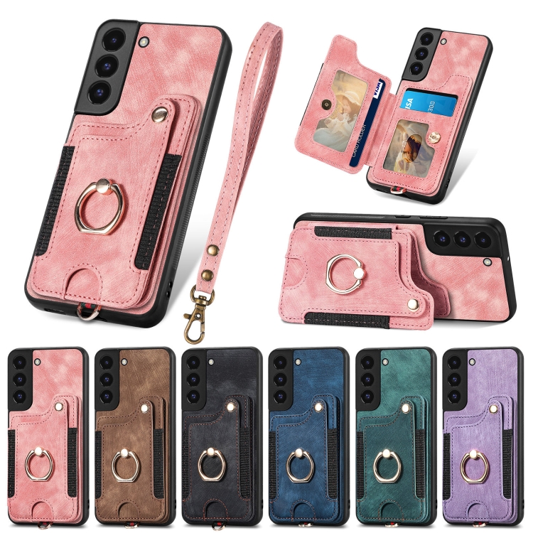 For Samsung Galaxy S22 5G Retro Skin-feel Ring Multi-card Wallet Phone Case(Brown) For Samsung Galaxy S22 5G Retro Skin-feel Ring Multi-card Wallet Phone Case(Brown)