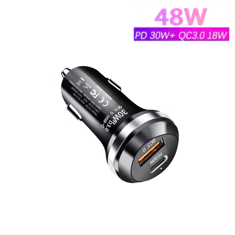 P28 USB-C PD30W + QC3.0 18W USB Dual Port Car Charger(Black) P28 USB-C PD30W + QC3.0 18W USB Dual Port Car Charger(Black)