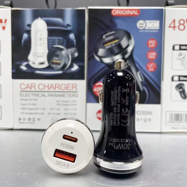 P28 USB-C PD30W + QC3.0 18W USB Dual Port Car Charger(Black) P28 USB-C PD30W + QC3.0 18W USB Dual Port Car Charger(Black)