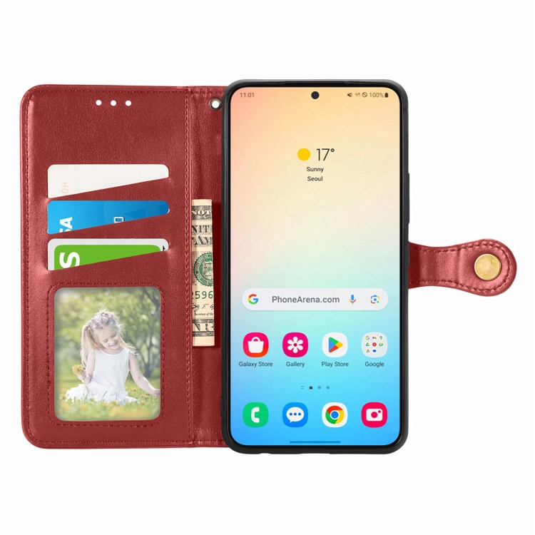 For Samsung Galaxy S24 5G Retro Solid Color Buckle Leather Phone Case(Red) For Samsung Galaxy S24 5G Retro Solid Color Buckle Leather Phone Case(Red)