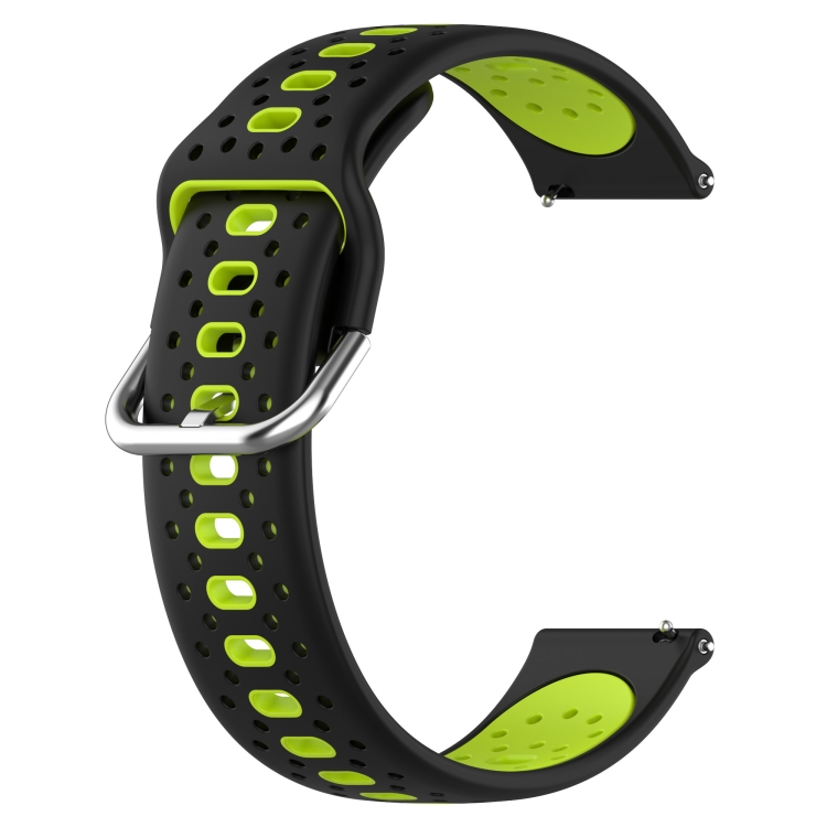 Per Samsung Galaxy Watch 6 Classic 43mm 20mm Cinturino in silicone bicolore  traspirante (nero + verde lime)