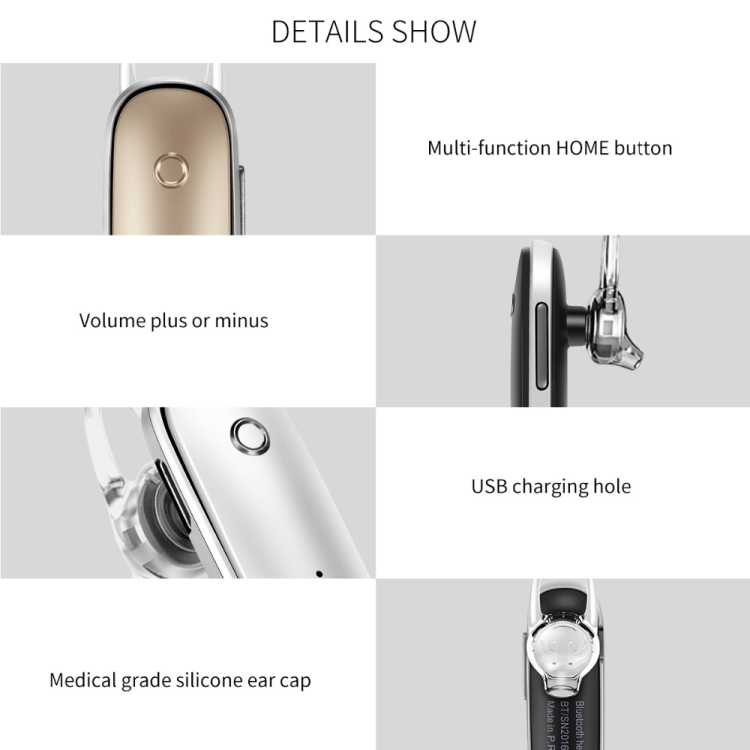 Fineblue FX-2 Bluetooth 4.0 Wireless Stereo Headset Earphones With Mic Black