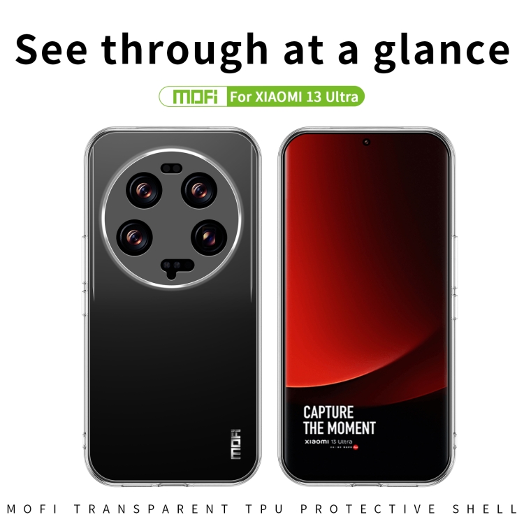 Para Xiaomi 13 Ultra MOFI Ming Series Funda de teléfono TPU ultrafina  (transparente)