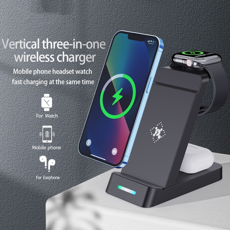 B20A 15W Qi Wireless Charger Charging Stand Compatible for iPhone iWatch Airpods(Black) B20A 15W Qi Wireless Charger Charging Stand Compatible for iPhone iWatch Airpods(Black)