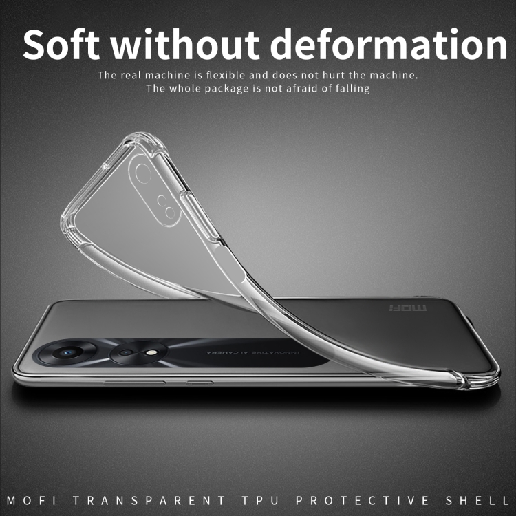 Para OPPO A58 4G MOFI Ming Series Funda de teléfono transparente ultrafina  de TPU (Transparente)
