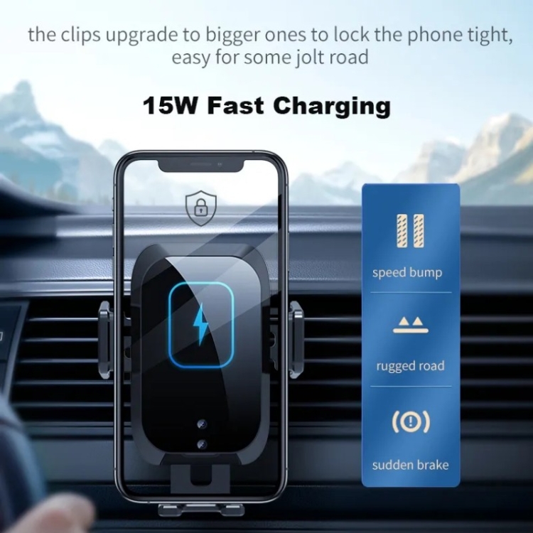 X11 Three Axle Linkage 15W Smart Touch Automatic Retractable Clip Fast Charging Wireless Car Chargers, Specification:Standard Configuration X11 Three Axle Linkage 15W Smart Touch Automatic Retractable Clip Fast Charging Wireless Car Chargers, Specification:Standard Configuration