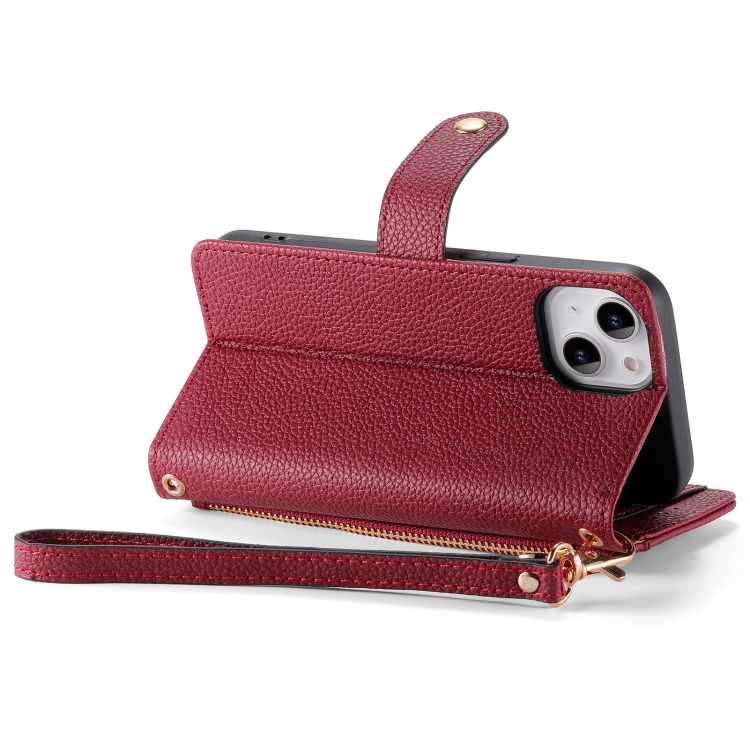 Pour iPhone 11 Love Zipper Lanyard Étui de téléphone en cuir (Rouge) - 4