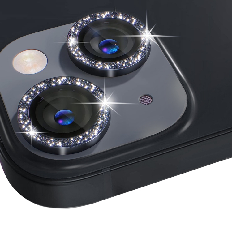 For iPhone 13 / 13 mini NORTHJO Camera Lens Tempered Glass Bling Glitter Metal Ring Film(Black)