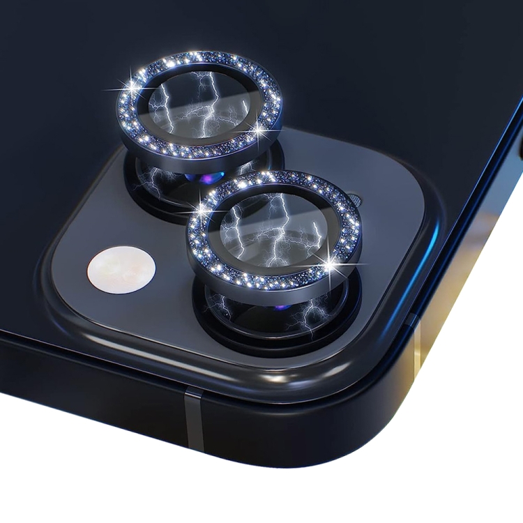 For iPhone 13 / 13 mini NORTHJO Camera Lens Tempered Glass Bling Glitter Metal Ring Film(Black)