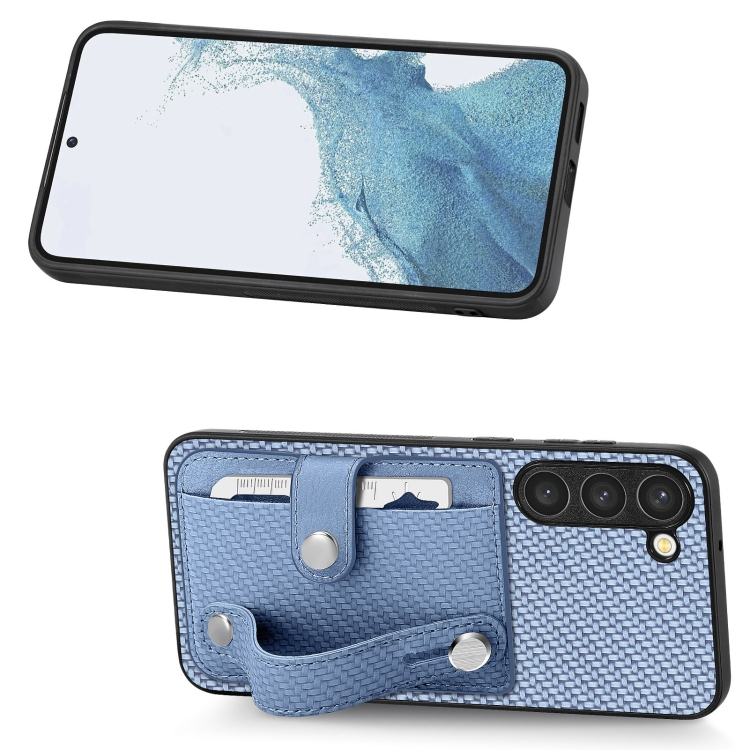 For Samsung Galaxy S22+ 5G Wristband Kickstand Wallet Back Phone Case with Tool Knife(Blue) For Samsung Galaxy S22+ 5G Wristband Kickstand Wallet Back Phone Case with Tool Knife(Blue)