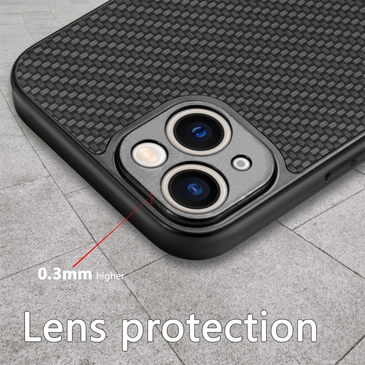 For iPhone 13 mini Carbon Fiber Texture Leather Back Cover Phone Case(Black)