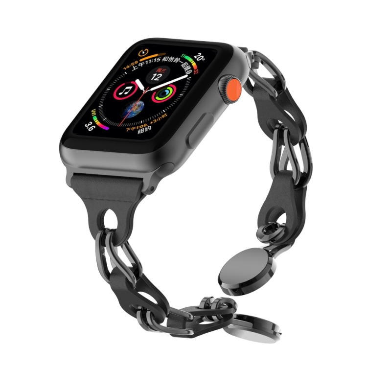 Pulseira Couro Fecho Magnético Para Apple Watch Série 7 45mm Cor Black