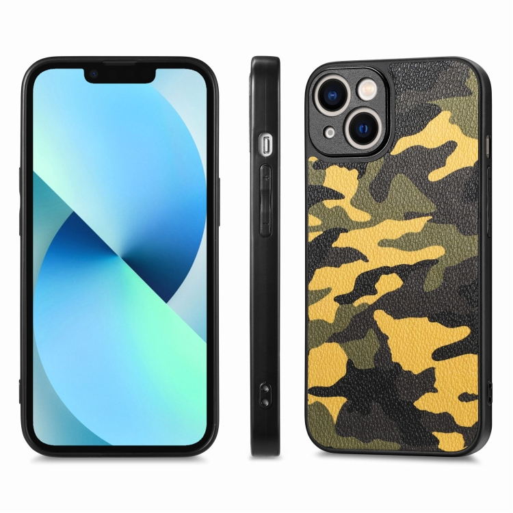 For iPhone 13 mini Camouflage Leather Back Cover Phone Case(Yellow) For iPhone 13 mini Camouflage Leather Back Cover Phone Case(Yellow)