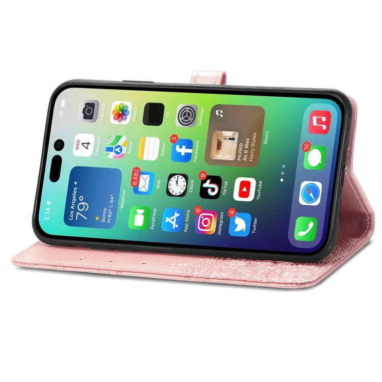 For iPhone 15 Pro Max Mandala Flower Embossed Leather Phone Case(Rose Gold) For iPhone 15 Pro Max Mandala Flower Embossed Leather Phone Case(Rose Gold)